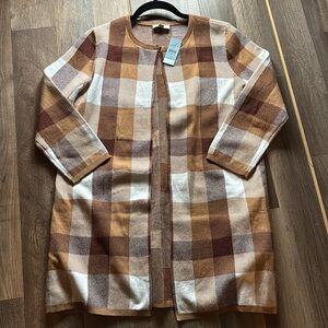 Loft Plaid Open Front Cardigan